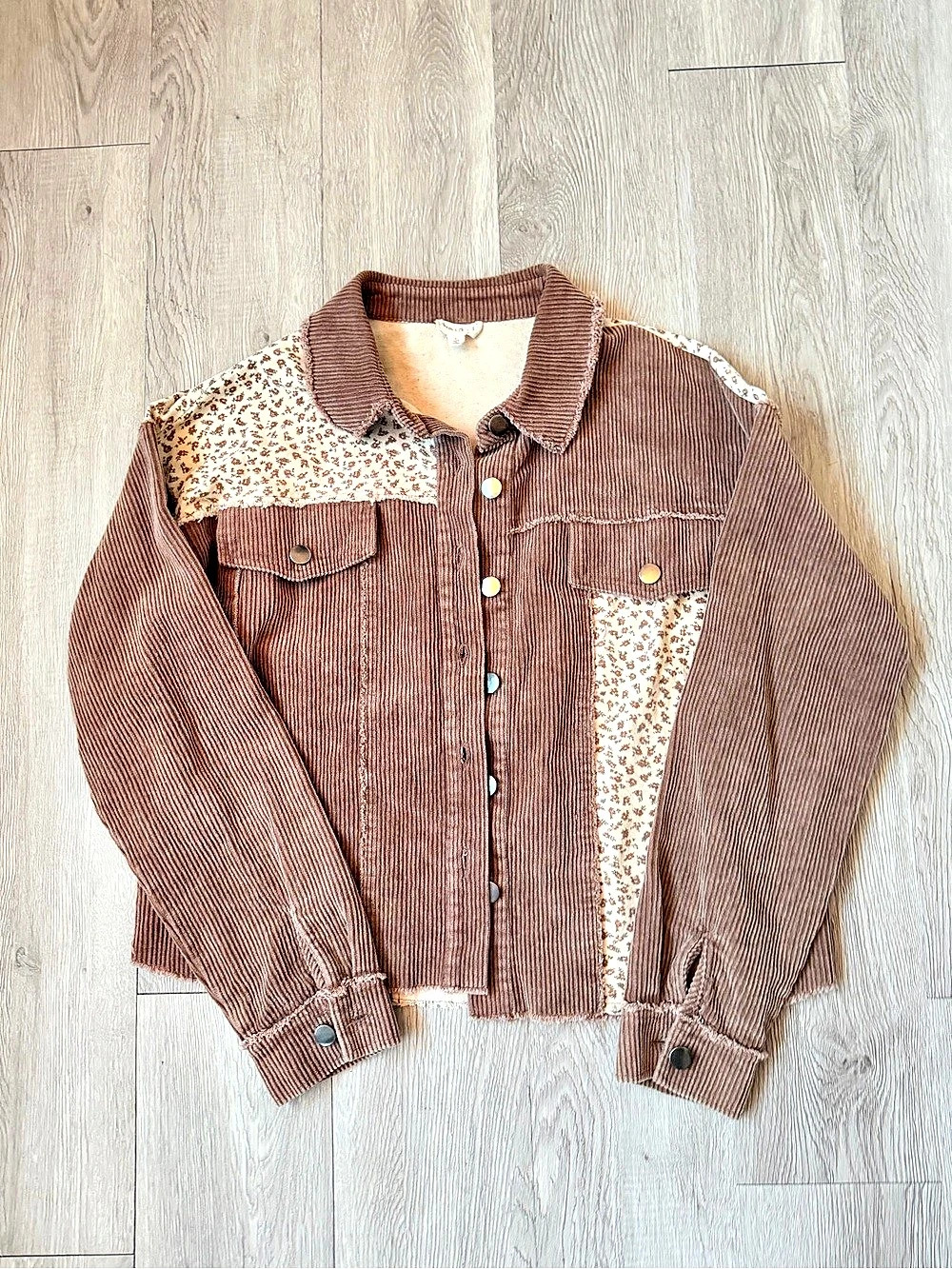 Hem & Thread Brown Floral Cotton Jacket Size Small